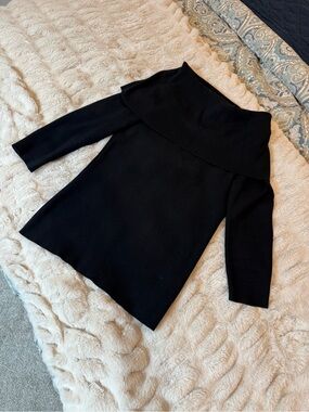 Wolford Black Off-Shoulder Foldover Knit Top